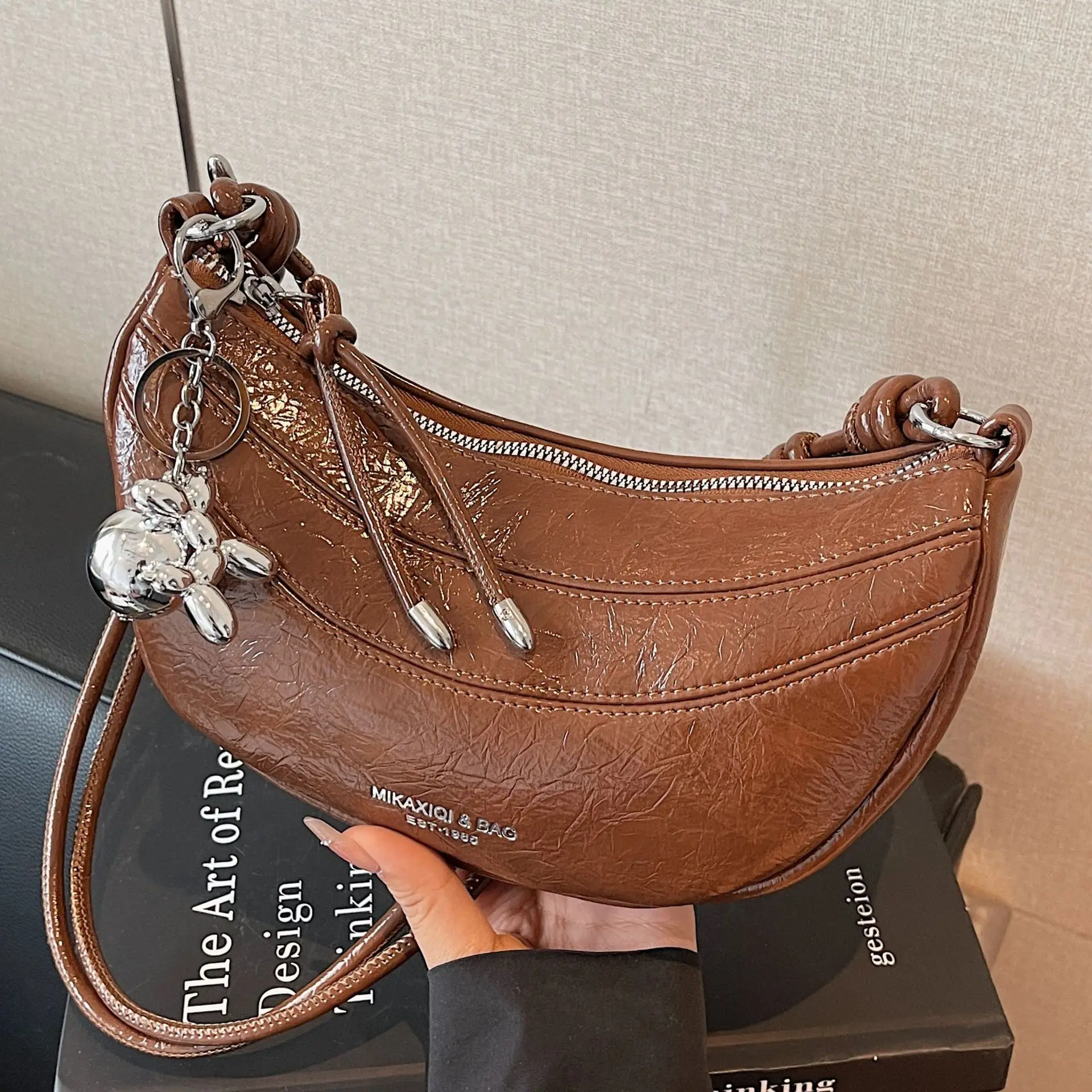 

​ ​ Сумка для пельменей под мышками, женская компактная сумка через плечо из гальки, винтажная офисная сумка для обеда, дата, готовая ​ ​