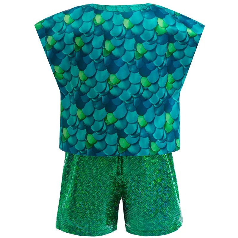 Baby Boy Sequin Green Set Two Pieces Child With Mask For Carnival St. Patrick's Day Cosplay Birthday Party Boys Clothes 2-10Y