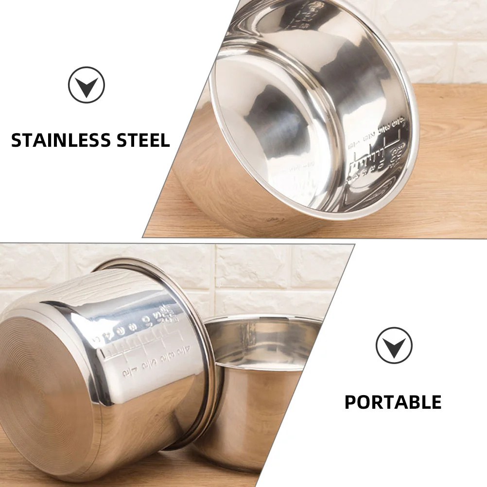 

1pc 304 Stainless Steel Rice Cooker Liner Inner Pot Replacement 131-132 Height Multi Use Kitchen Gadget Portable Cooking