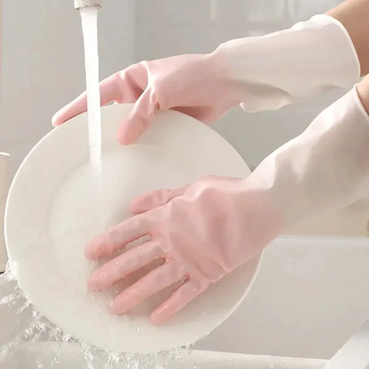 1Pair Silicone Cleaning Gloves Dishwashing Cleaning Gloves Scrubber Dish Washing Sponge Rubber Gloves Cleaning Tools