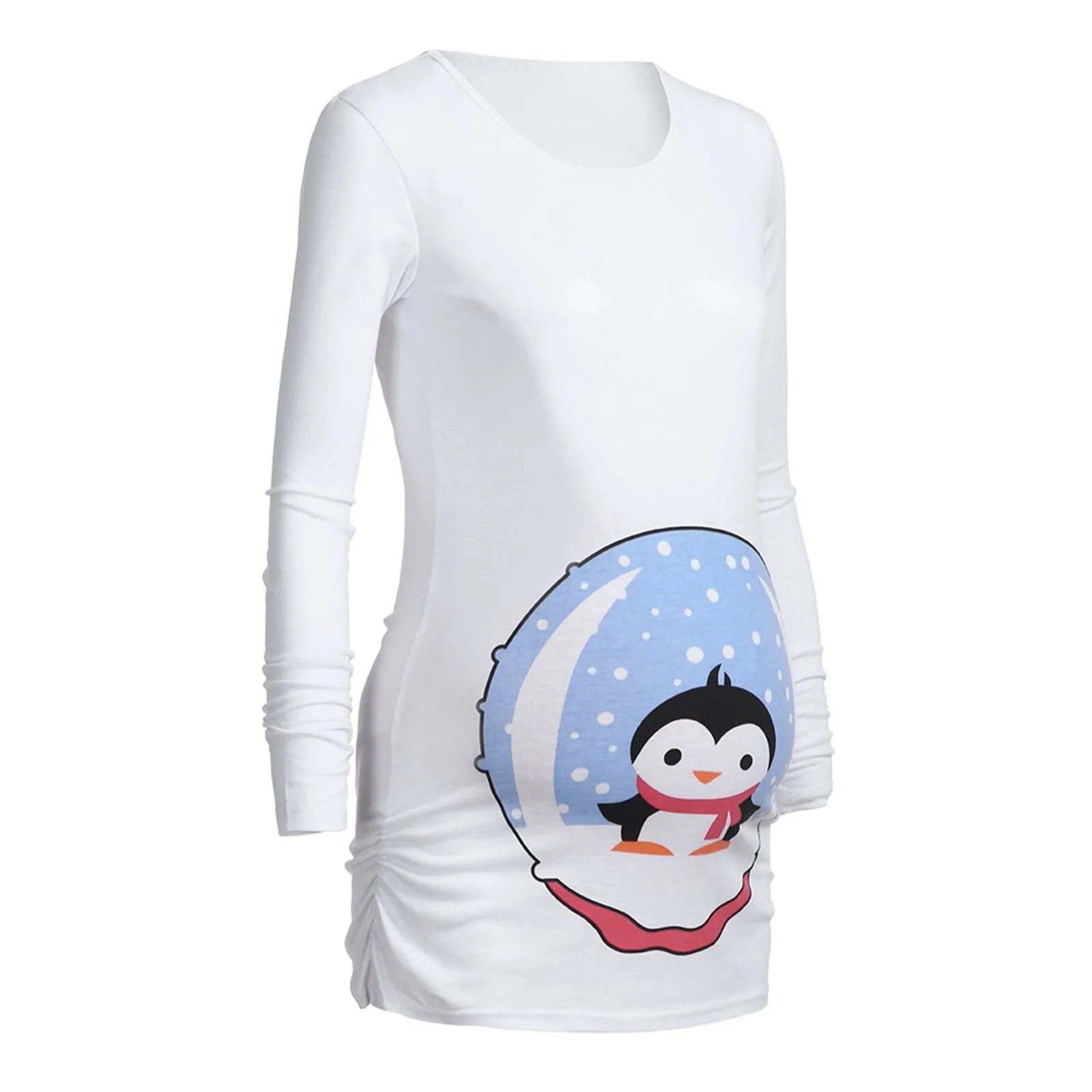 Top de gravidez para mulheres gravidez t camisa roupas camisas de maternidade das mulheres mangas compridas dos desenhos animados pinguim topos 2025