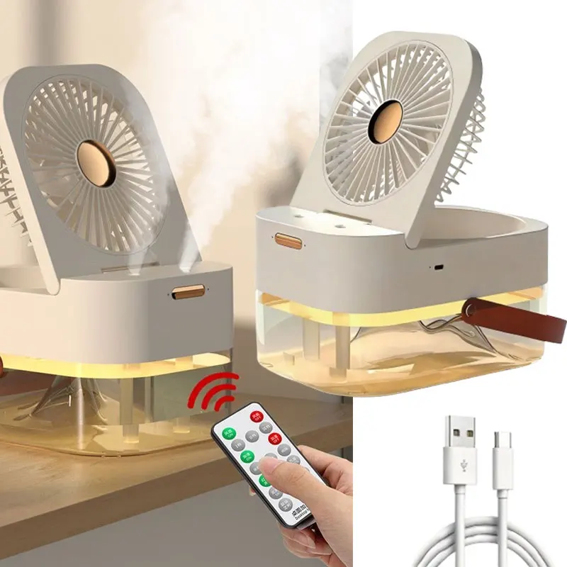 2.5L Large Capacity Wireless Humidifier Fan USB Portable Mist Air Cooler Diffuser with Remote Control for Home Bedroom Fan