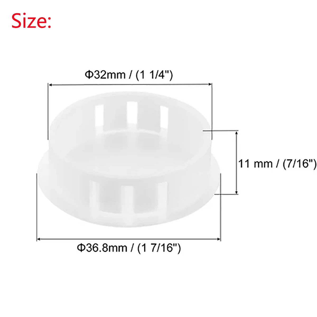 60Pcs 32mm White hole Cover Nylon Plastic Round Locking Hole Plugs Insert End Cap Button Cover Panel Snap-on Hole Plug Desktop