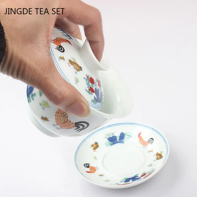 Boutique White Porcelain Gaiwan Teacup Handmade Tea Tureen Ceramic with Cover Tea Bowl Chinese Tea Set Supplies Home Drinkware