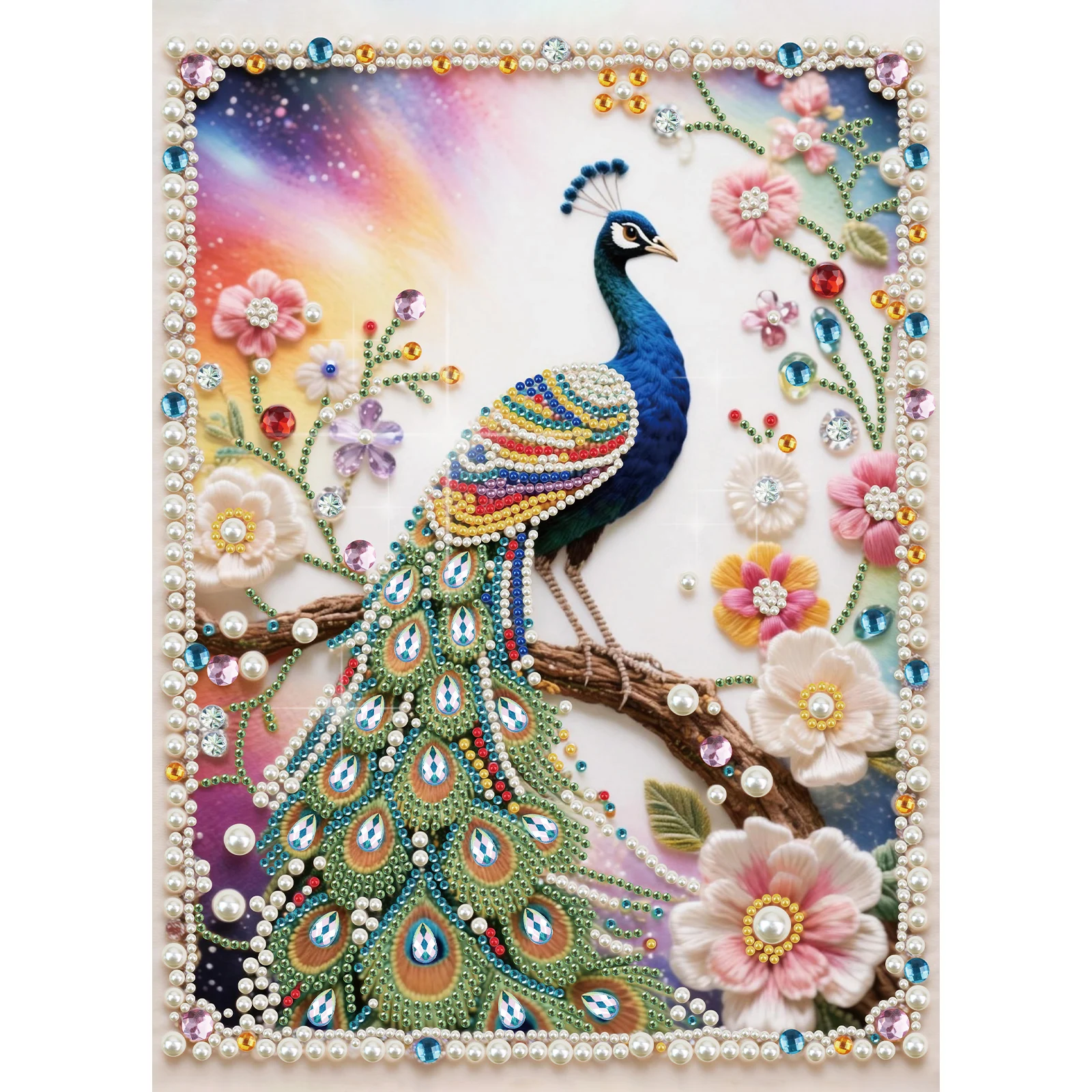 DIY Pearl Diamond Art Painting kits for Adults Beginners,Blue Peacock Sparkling Art Painting Craft Home Wall Decor handmade Gift