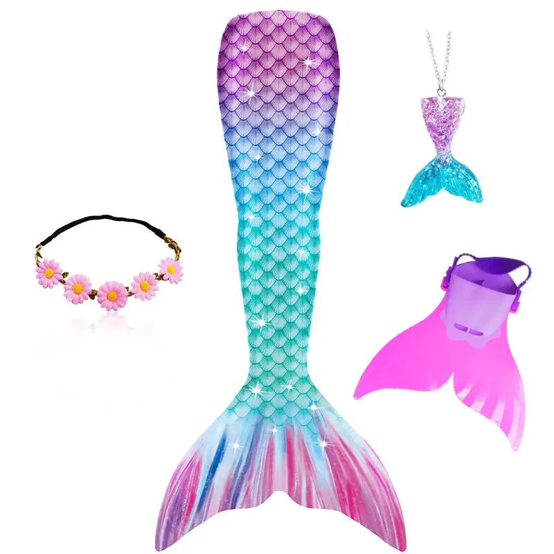 성인 어린이 수영 인어 꼬리 핀 추가 할 수있는 할로윈 의상 선물 소녀 여성 수영복 비치 비키니 착용 수영복