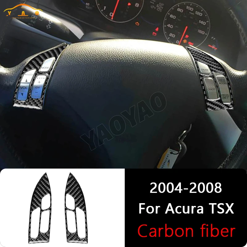 

Carbon Fiber Car Sticker For Acura TSX 2004 2005 2006 2007 2008 Steering Wheel Button Panel Cover Trim Accessories