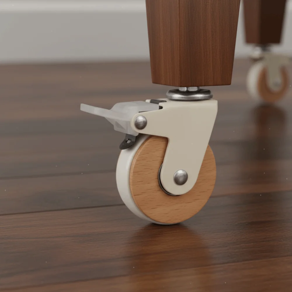Solid Wood Decoration Screw Caster Wheels Lightweight Total Capacity 200lbs Heavy-Duty Swivel Casters Threaded Rod Furniture
