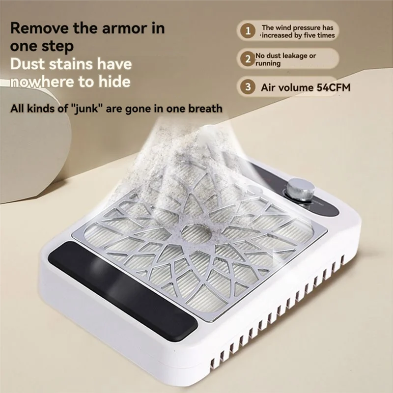 A74G-Nail Dust Vacuum Cleaner Nail Dust Collector Portable Nail Dust Collector No Dust Leakage Dust Filter EU Plug