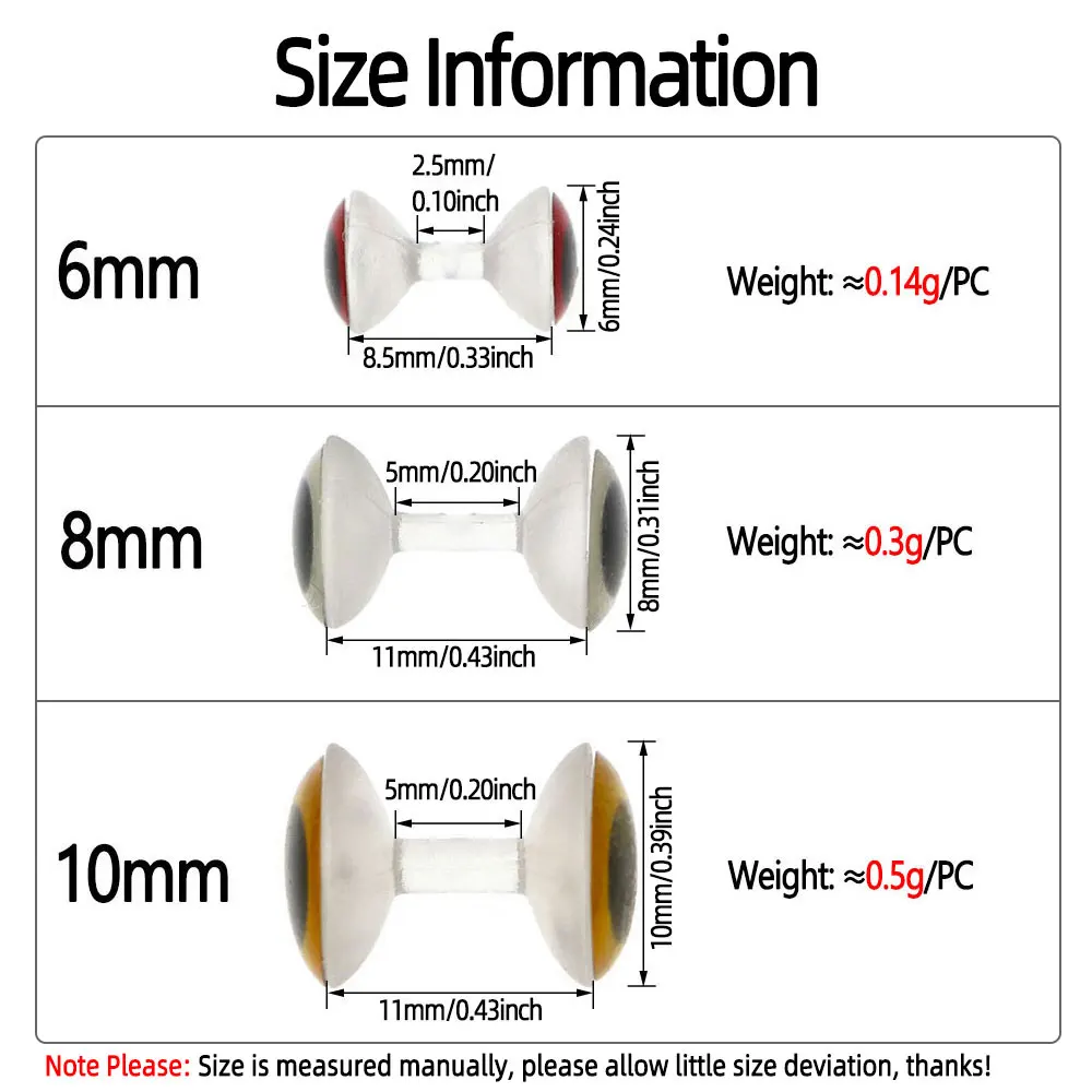30 قطعة ثلاثية الأبعاد دمبل واقعي العين يطير ربط المواد عديم الوزن الدمبل عيون غاسل البلمة مجنون تشارلي يطير الصيد البحري السحر