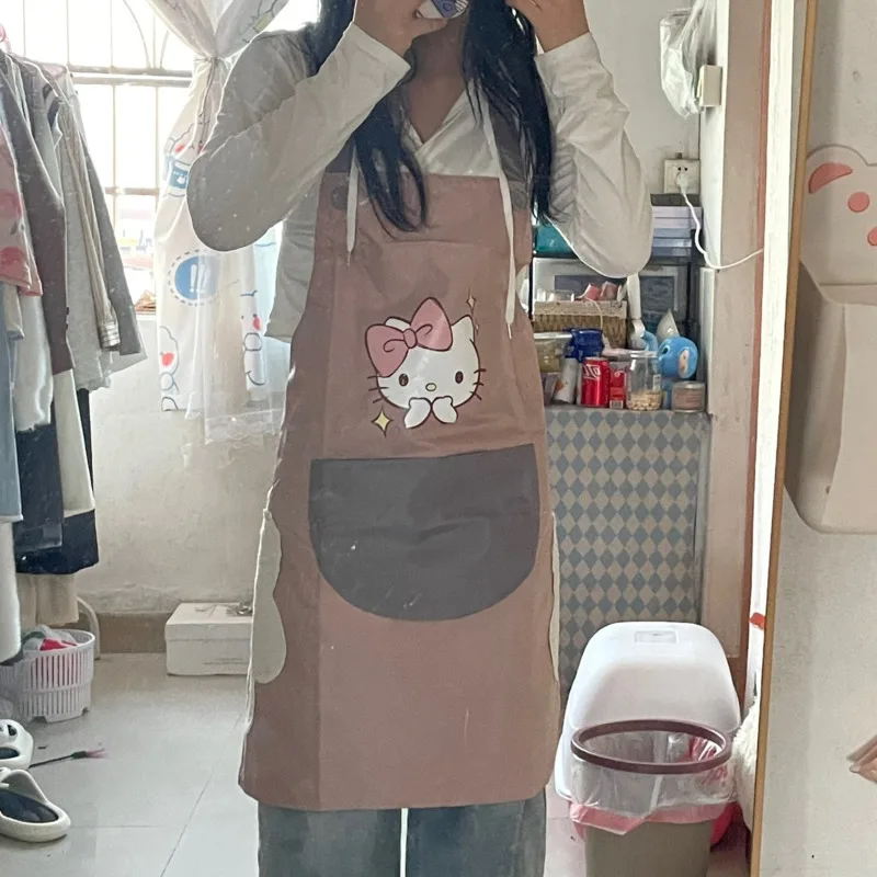 1pc Sanrio Hello Kitty Cute Apron Simple Style Apron Cute Pink Waist Apron Kawaii Housework Household Workwear Kitchen Supplies