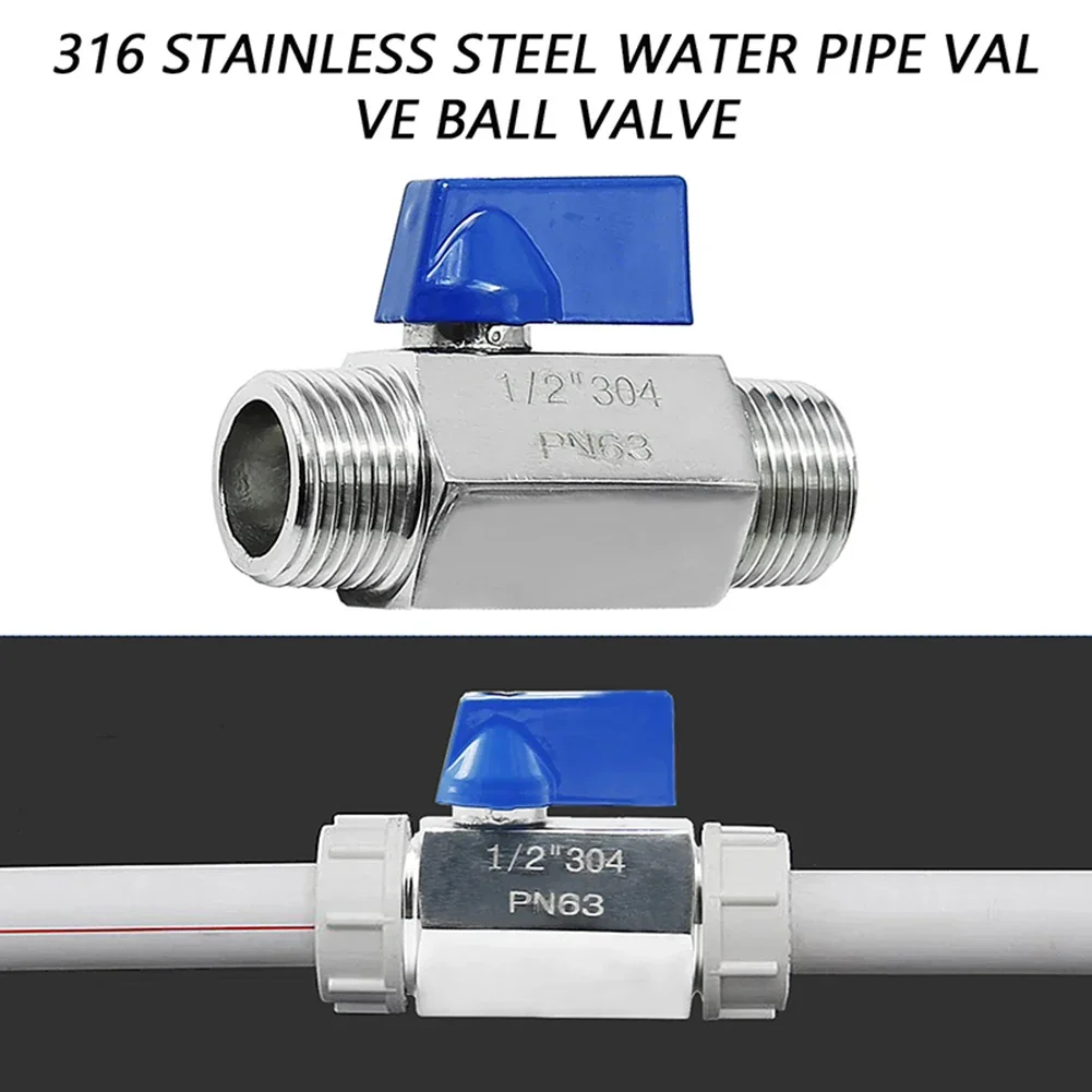 

1pc Mini 1/2'' Ball Valve NPT Thread Male Heavy Duty Stainless Steel Various Fluids Pneumatic Tool Accessories