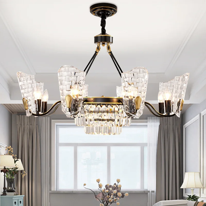 

American crystal chandelier living room, simple modern, light luxury, bedroom, dining room