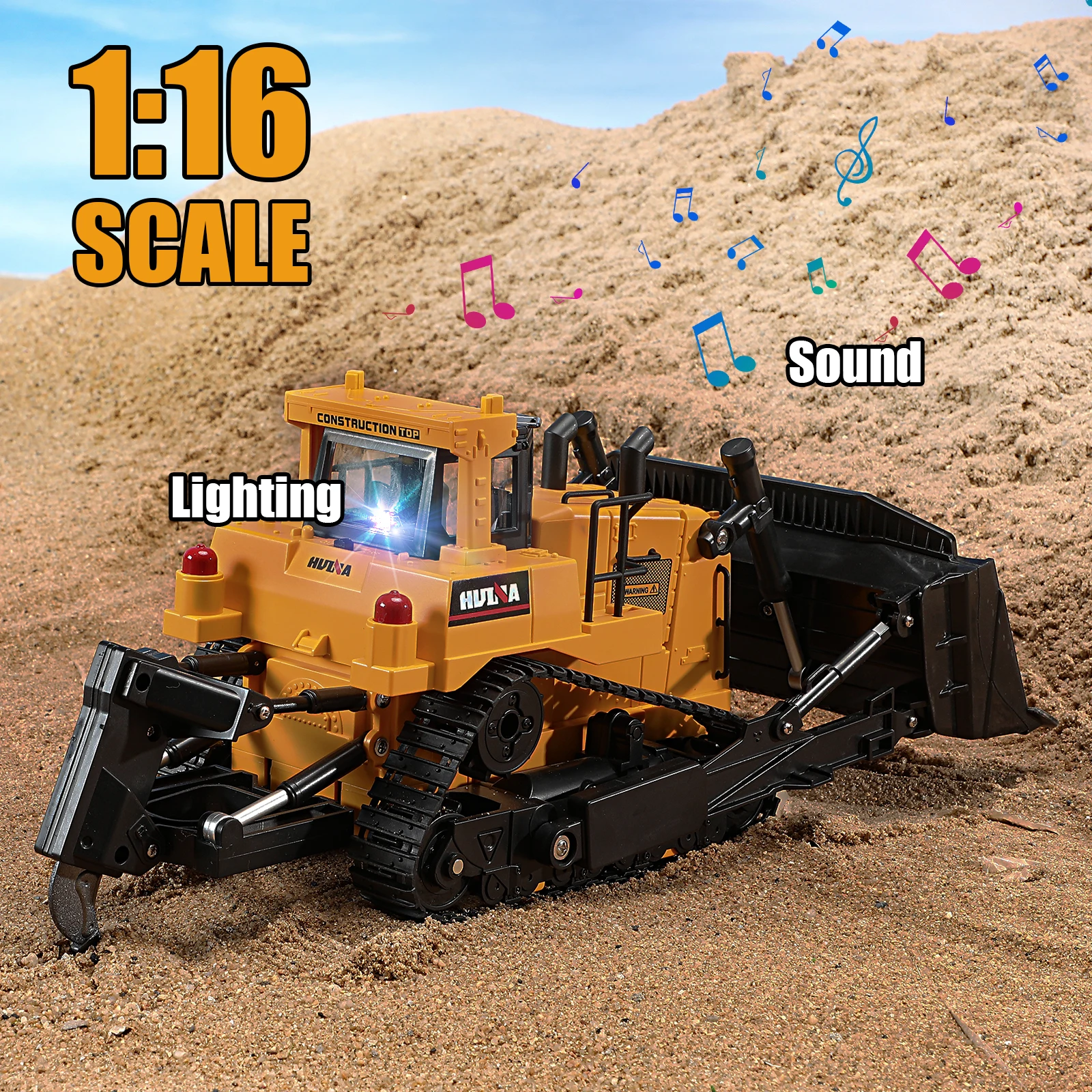 1:16 RC Camion bulldozer pesante telecomandato 11CH Veicolo di ingegneria automobilistica 2.4GHZ Modello di automobile Toy Boy Regalo per bambini