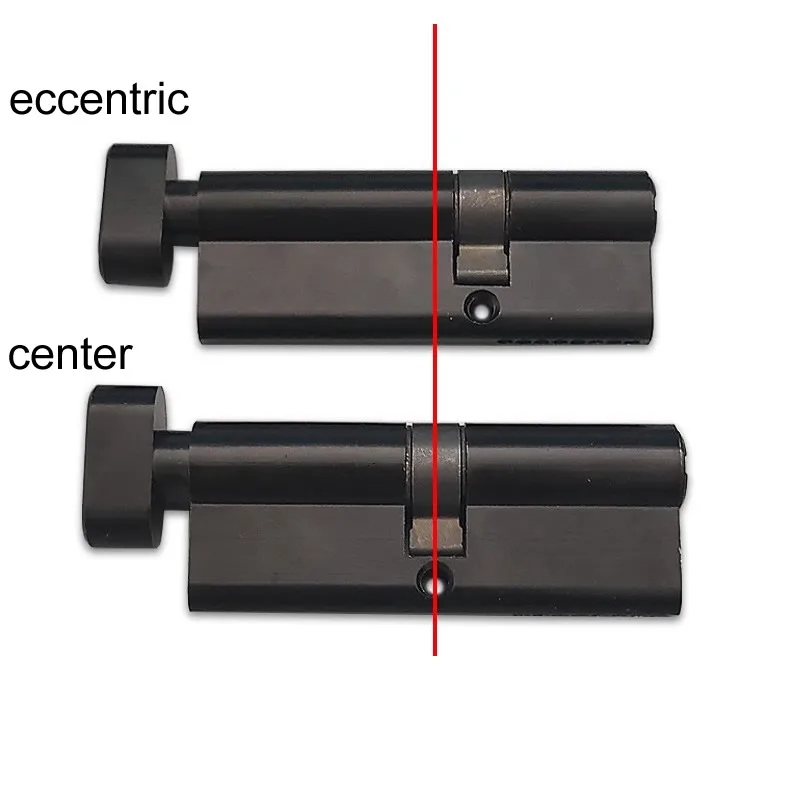 Czarny cylinder zamka z częściowym otworem i gałką Wysokość 29 mm Długość 70 75 80 85 90 95 mm z 3 kluczami Materiał mosiężny do drzwi wewnętrznych