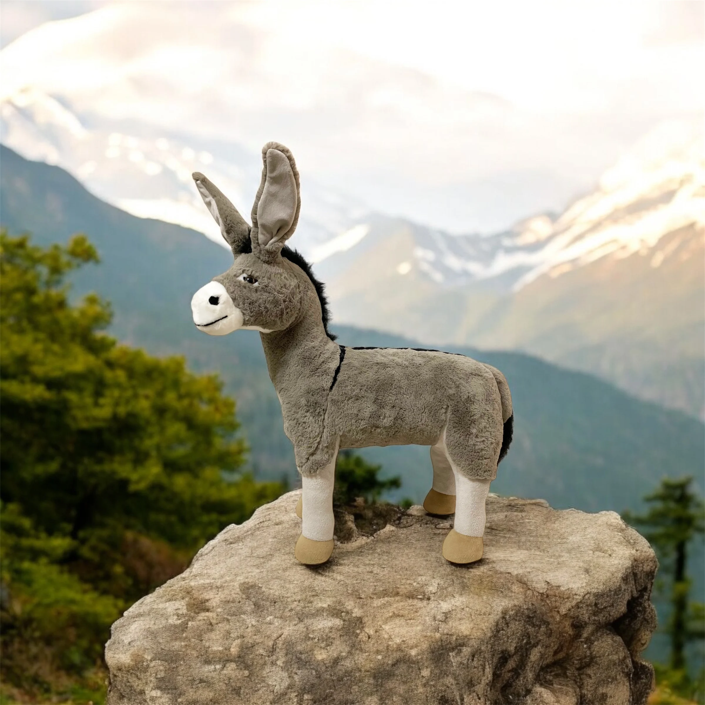 Lifelike Donkey Plush Toy Seat Realistic Stuffed Animal for Kids Soft Cuddly Donkey-shaped Seat Cushion