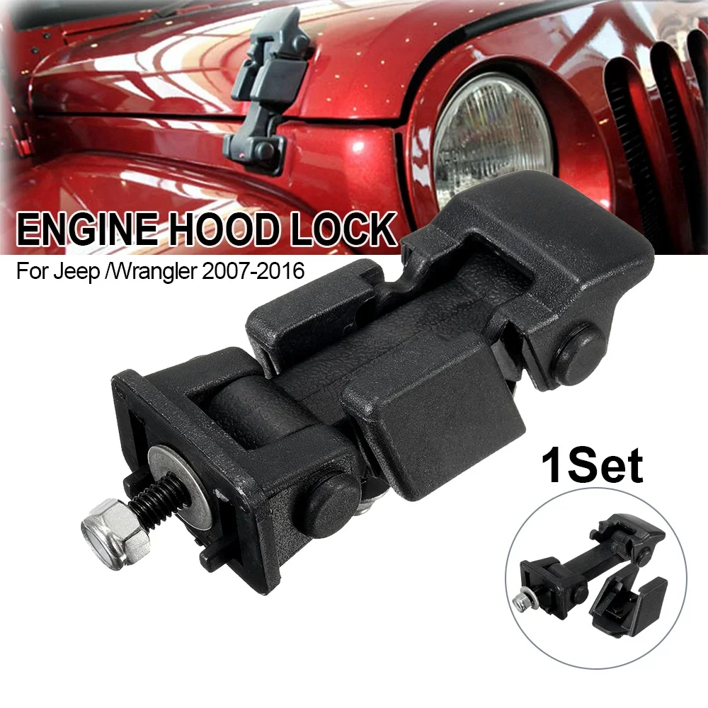 1 Set Bracket Latches Black Hood Lock Bracket Latches Buckle Holder For Jeep /Wrangler 2007-2016 Car Hood Catches Accessories