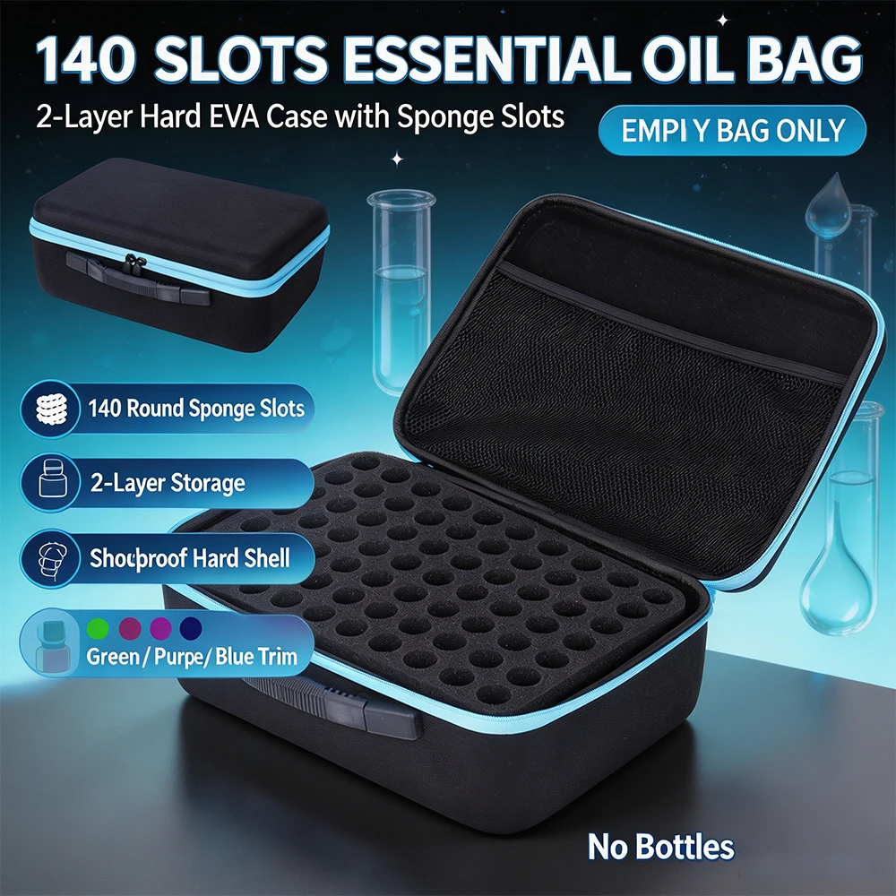 140 Slots Durable Nylon Diamond Painting Storage Box - Multi-color Purple/Blue/Green, Fashionable Zipper Storage Box,