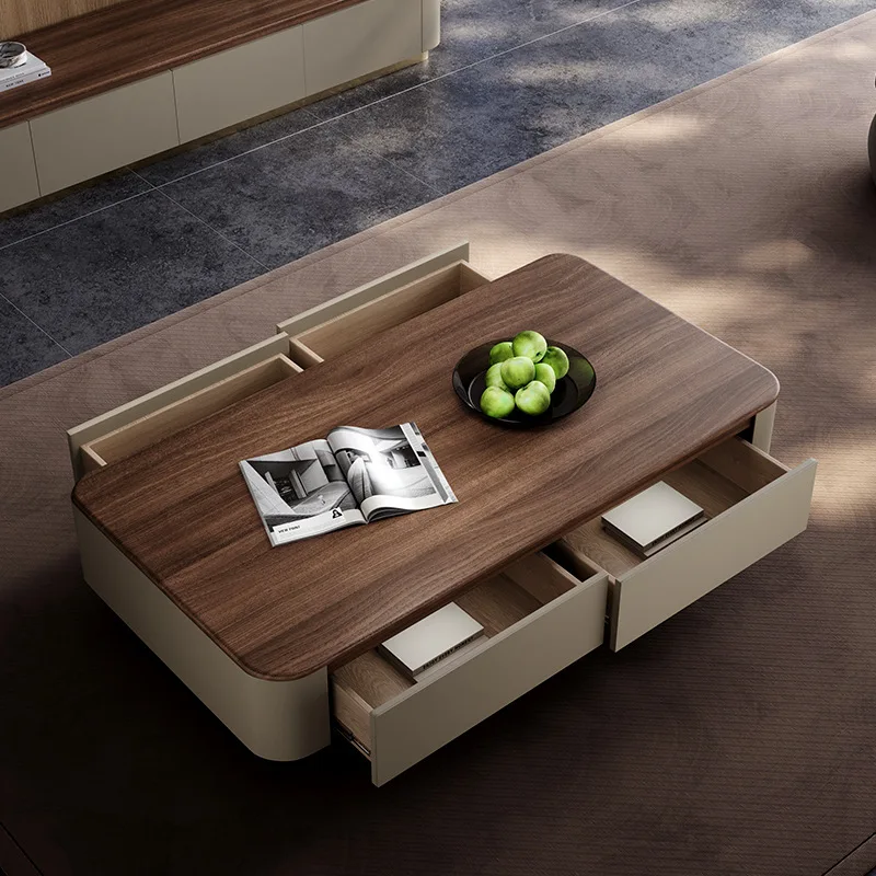 Walnut solid wood coffee table living room 2025 new light luxury high-end atmospheric TV cabinet combination