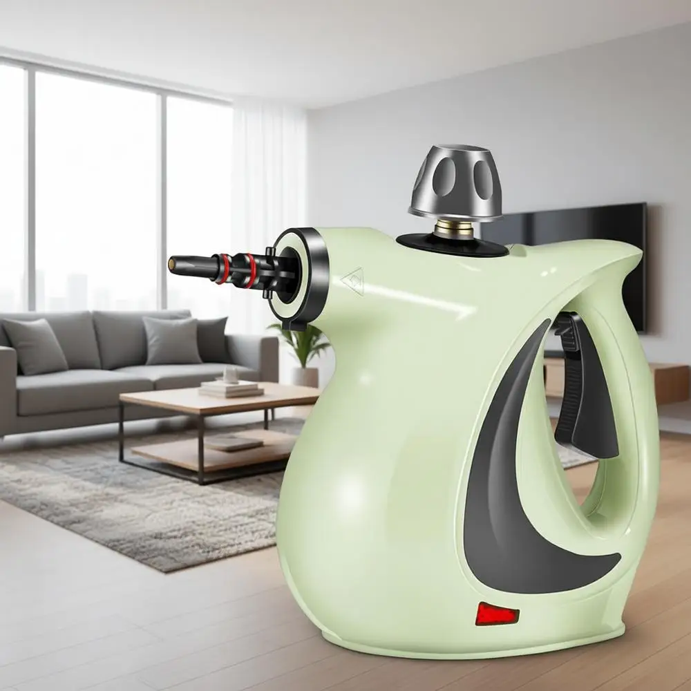 

Портативный пароочиститель с большой емкостью, набор из 11 насадок для пола, автомобиля, ковров, обивки, диванов