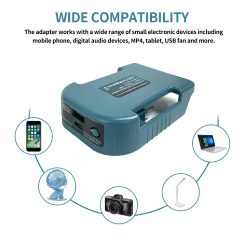 1pc para makita 18v com usb com suporte de bateria tipo-c para makita 18v bateria bl1840 bl1850 bl1860 adaptador de carregador de carregamento rápido