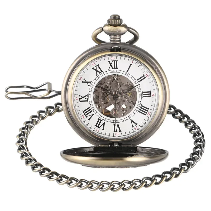 Retro Kylin Skeleton Men's Pocket Watch Steampunk Women Automatic Mechanical Fob Chain Pendant Clock Vintage Skeleton Watches