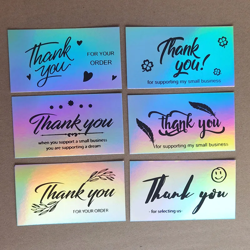 120 piece set of colorful  thank-you cards reflective holographic silver gifts business card  thank you cards for business  gift