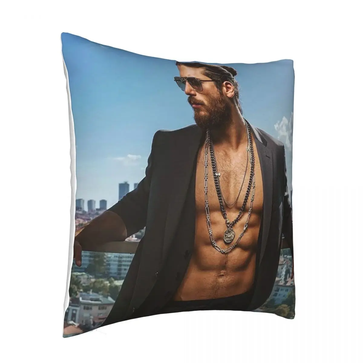 Can Yaman Actor Pillowcase Soft Polyester Cushion Cover Decorations Abdominal Muscles Pillow Case Cover Bed Zippered 45*45cm