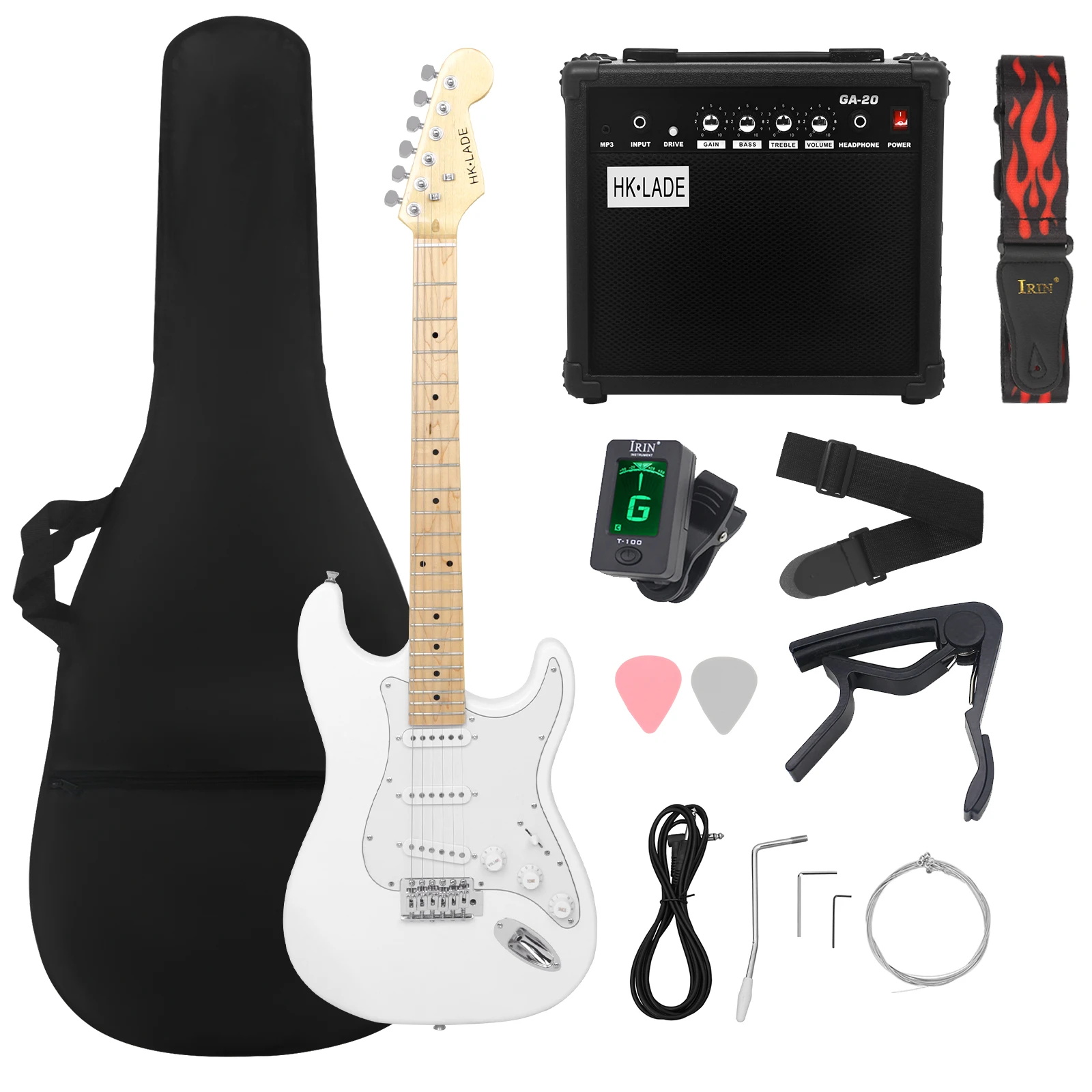 

HK·LADE 39 Inch Electric Guitar 6 String 22 Frets Maple Body Electric Guitarra With Amp Bag Strap Guitar Parts & Accessories