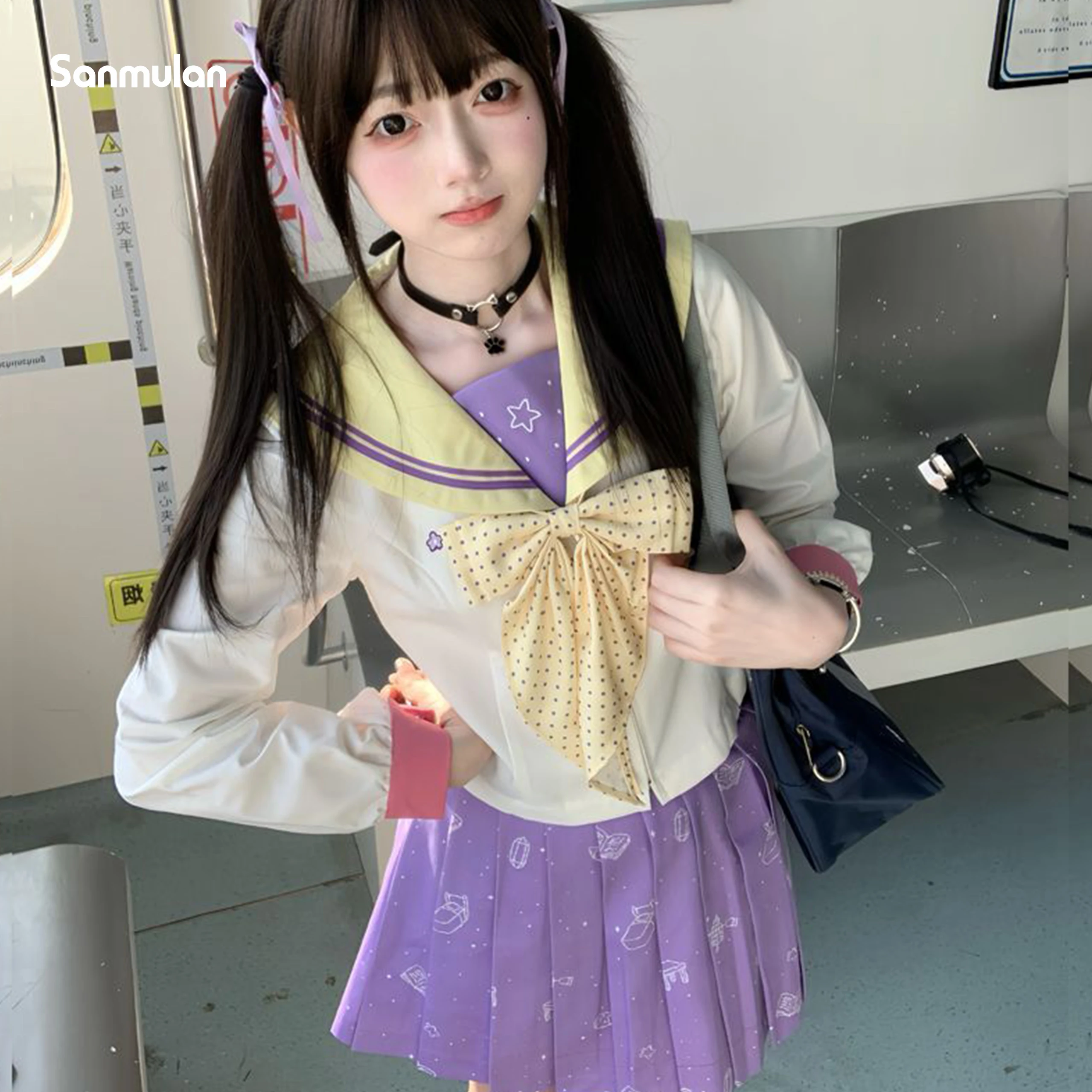 Japanese-style JK Sailor Uniform, Academic-inspired, Waist-cinching, Student-look Outfit Set