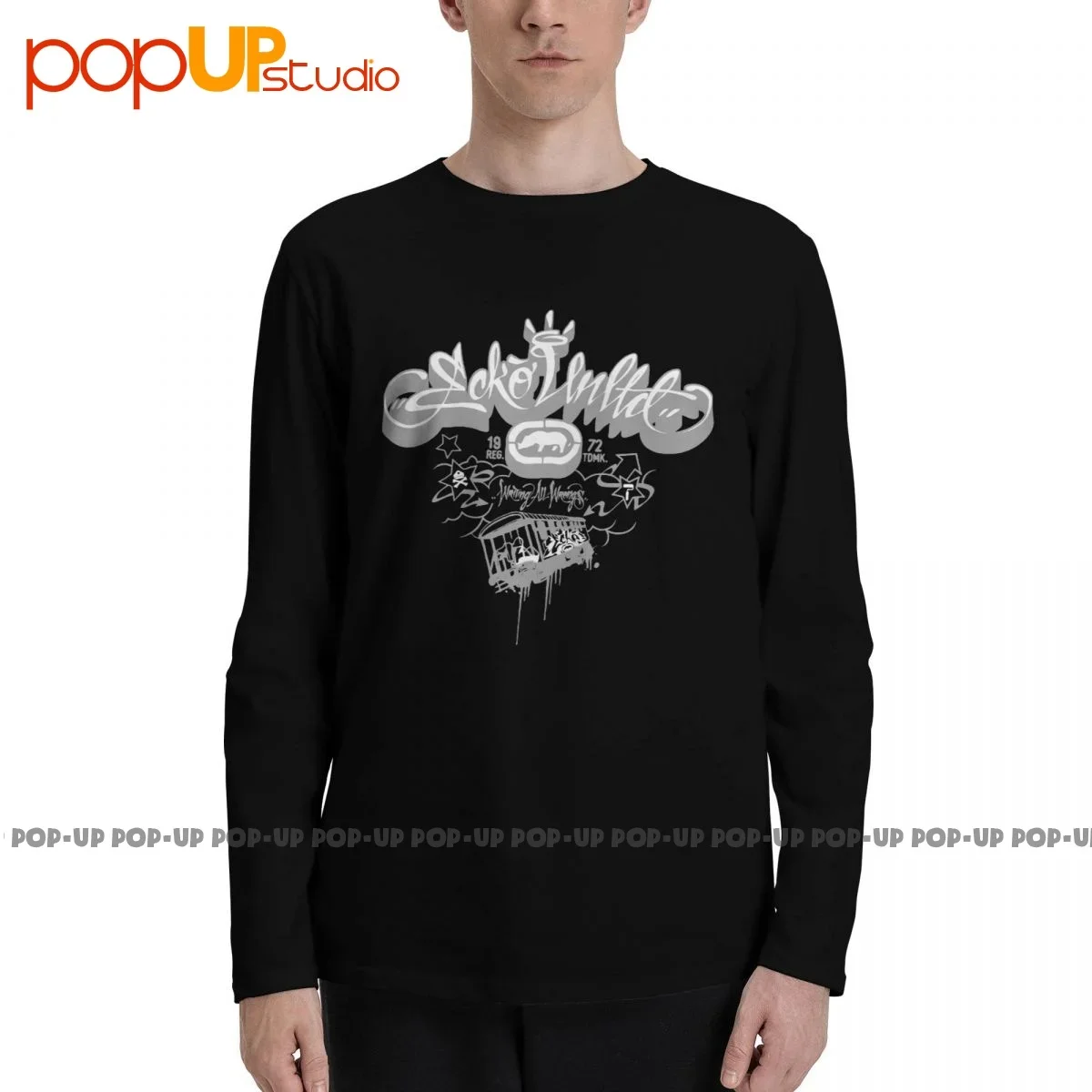 Ecko_Unltd Graphic Long Sleeve T-Shirts T-shirt Tee Soft Trendy Fashion Streetwear