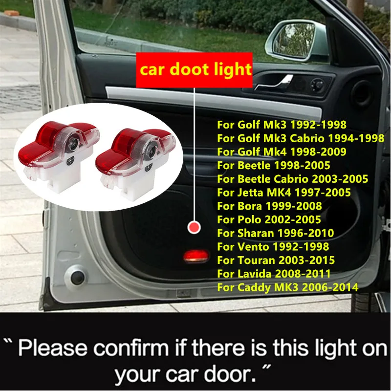Image of 2 Stück LED Projektor Lampe Autotür Schritt Lichter Zubehör für VW Golf 3 4 Käfer Jetta MK4 Bora Sharan Touran Lavida Caddy MK3 Polo