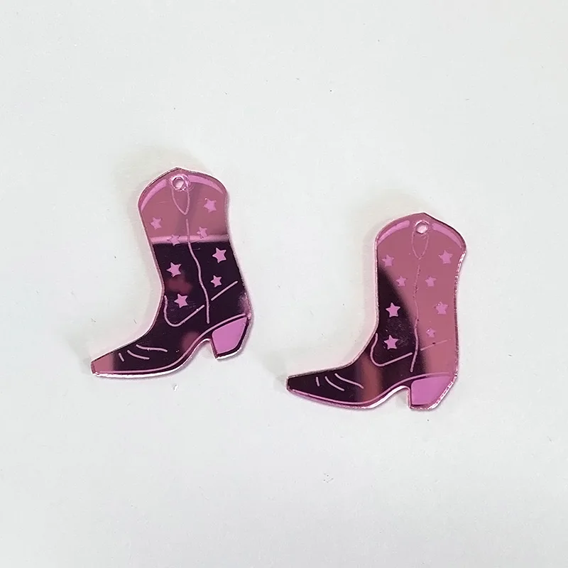 10Pcs Vinatge Western Cowboy Boots Acrylic Charms Y2k Earring Necklace Pendant Accessory Diy Cool Jewelry Make