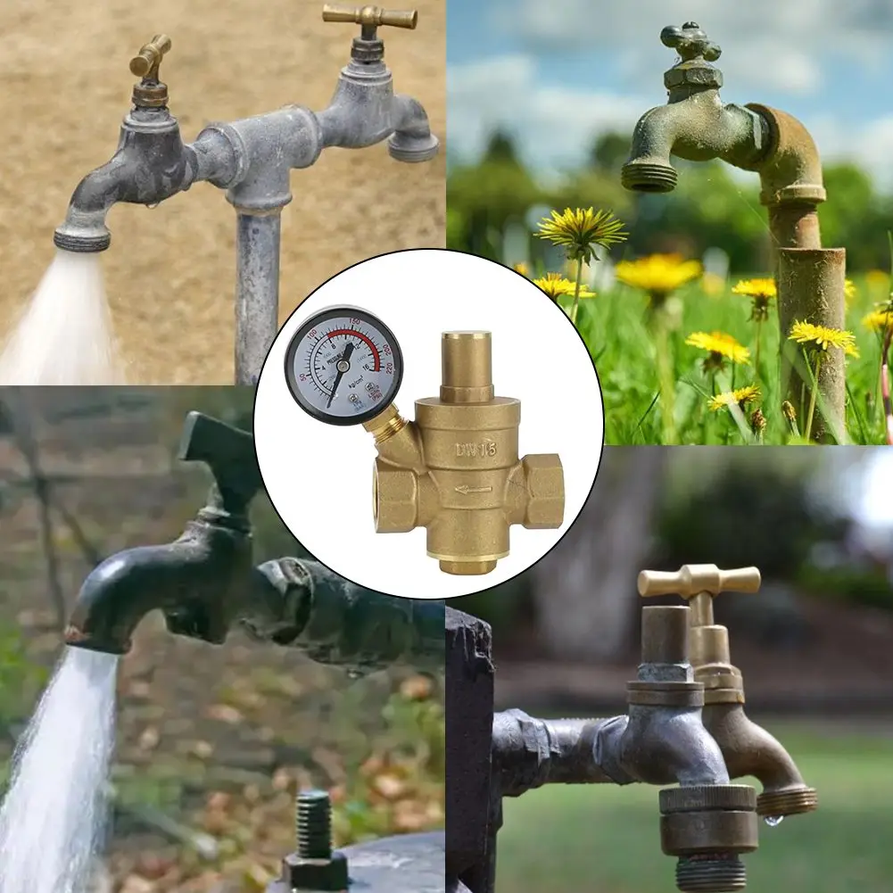 Water Flow Management Valve Brass Pressure Reducer 1 2-Inch Connection Easy Adjustment Tool High Pressure Resistance