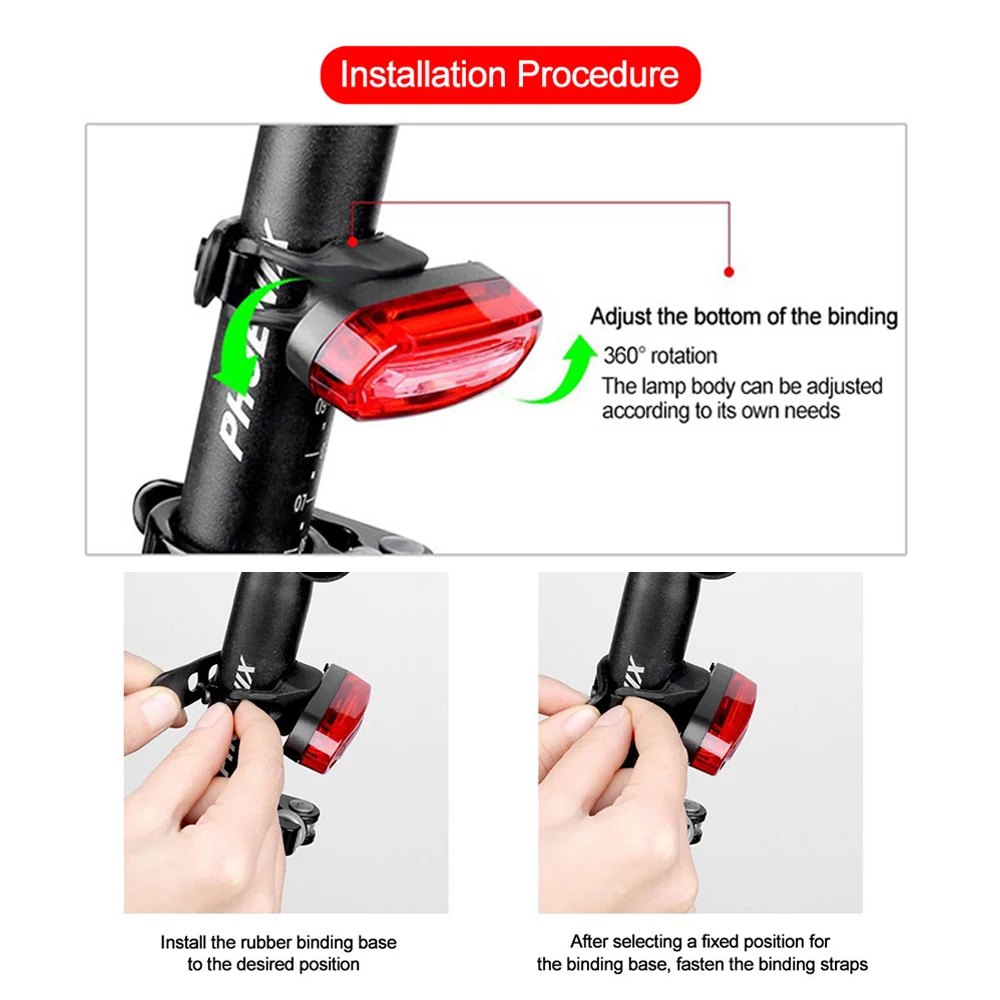 Bicycle Taillight MTB Red Light Bike Rear Light USB Rechargeable LED Cycling Bike Warning Light Mountain Bicycle Lamp