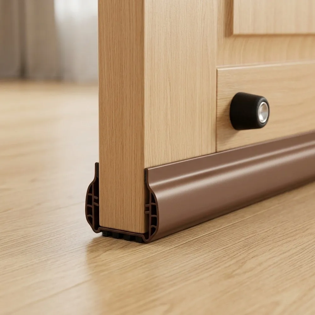 Under Door Draft Stopper Door Seam Sealing Strip Minimizes Sound Transmission Thick PVC Material Door Sealing Strip