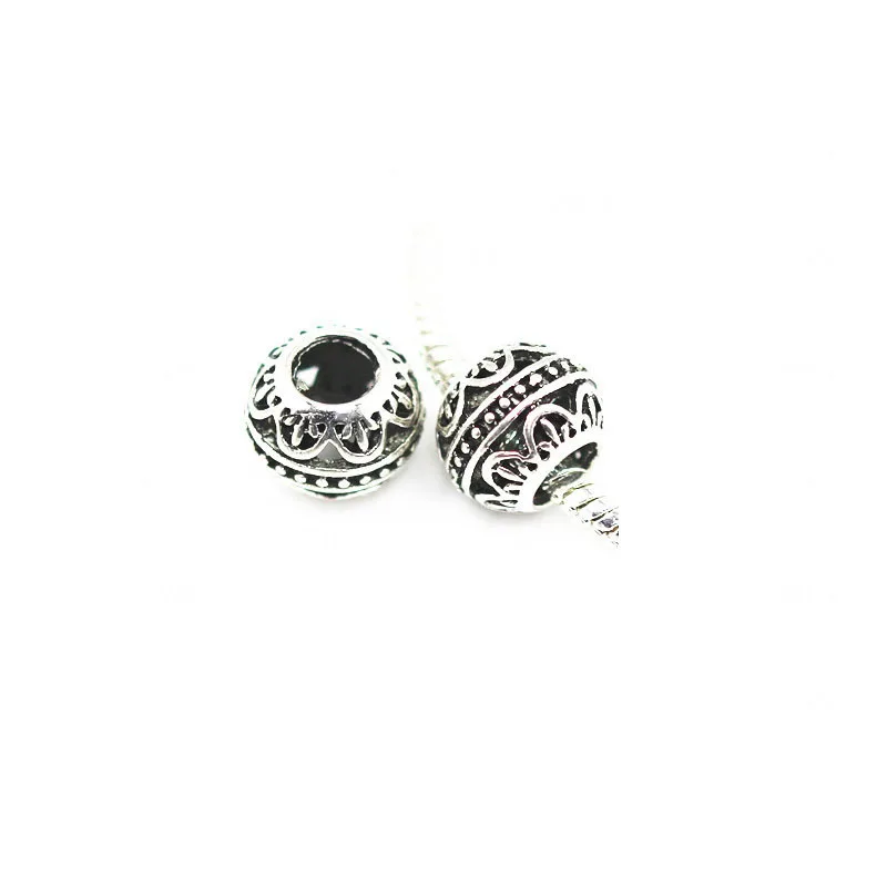 10PCS/Lot 10mm Tibetan Silver Metal Hollow Beads Big Hole Loose Spacer Beads For Jewelry Making DIY Bracelet Accessoies Supplies