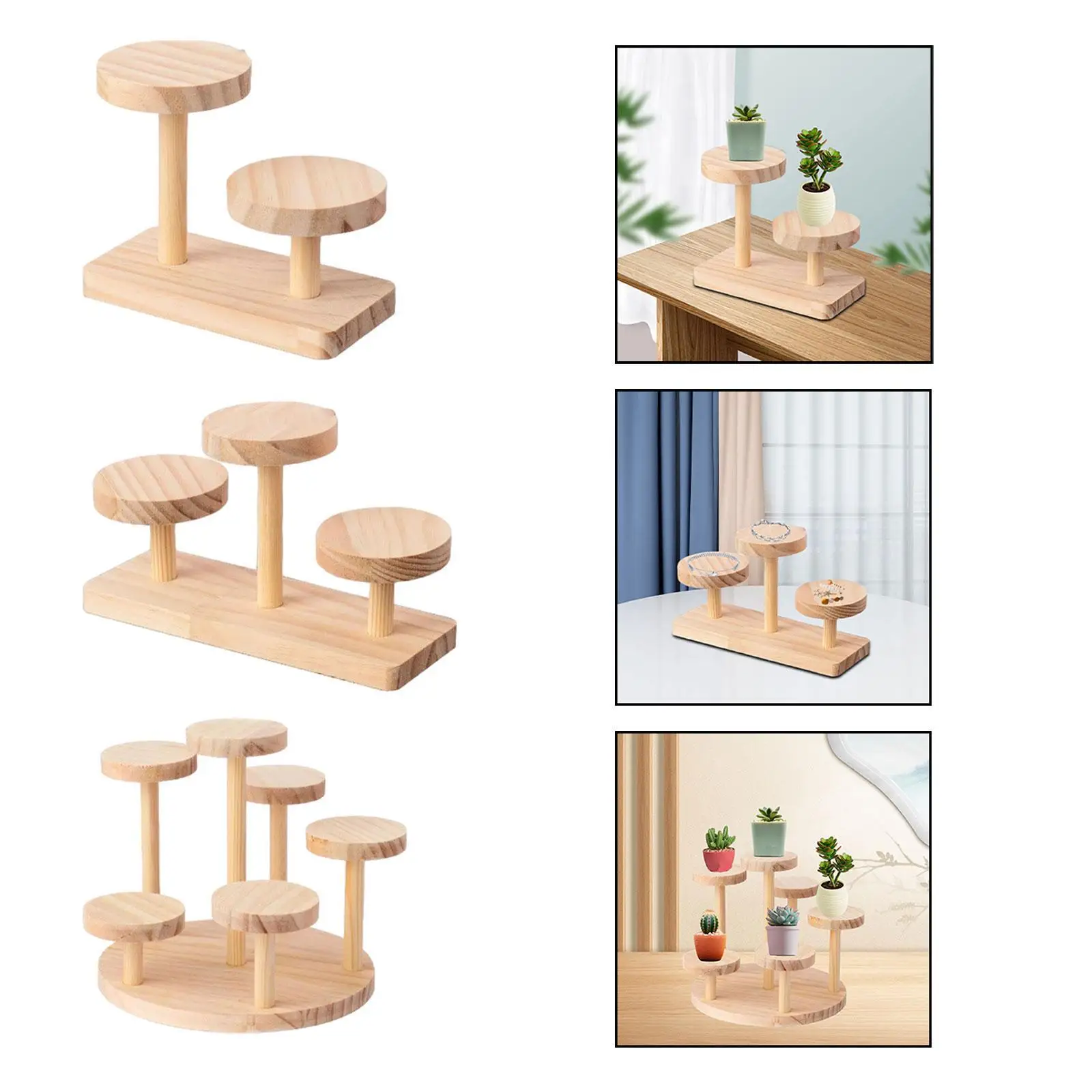 Wooden Display Rack Multi Layer Party Decoration Shelf Rack Wood Organizer for Watch Desktop Glasses