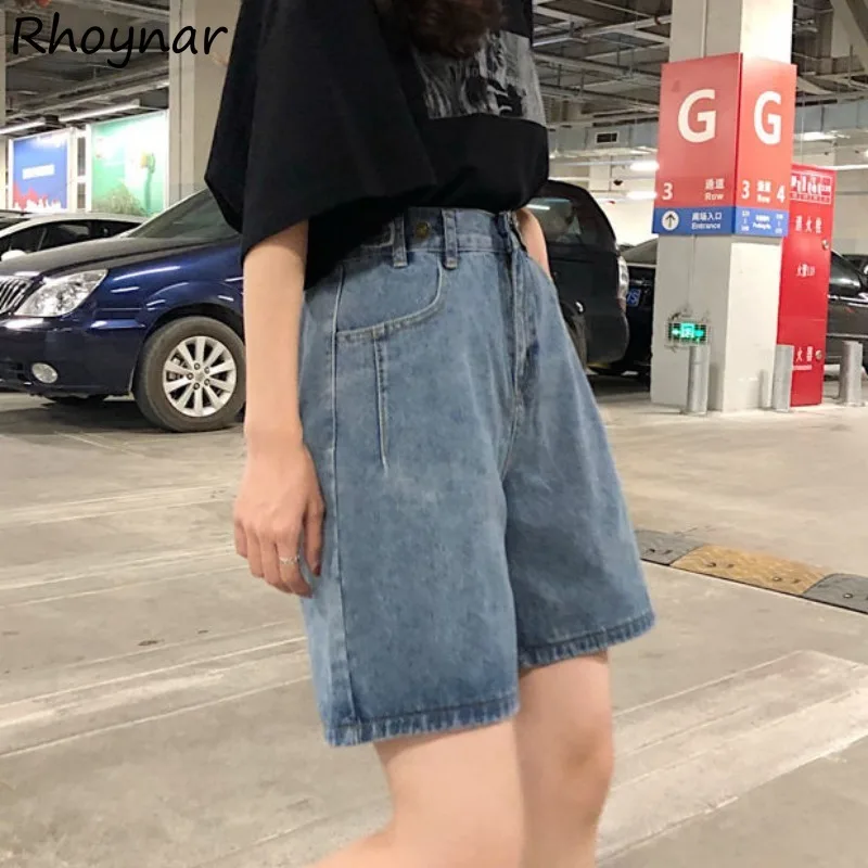 

High Waist Shorts Women Summer Korean Style Streetwear Fashion Wide Leg Retro Denim Leisure Simple Daily College Prevalent Chic