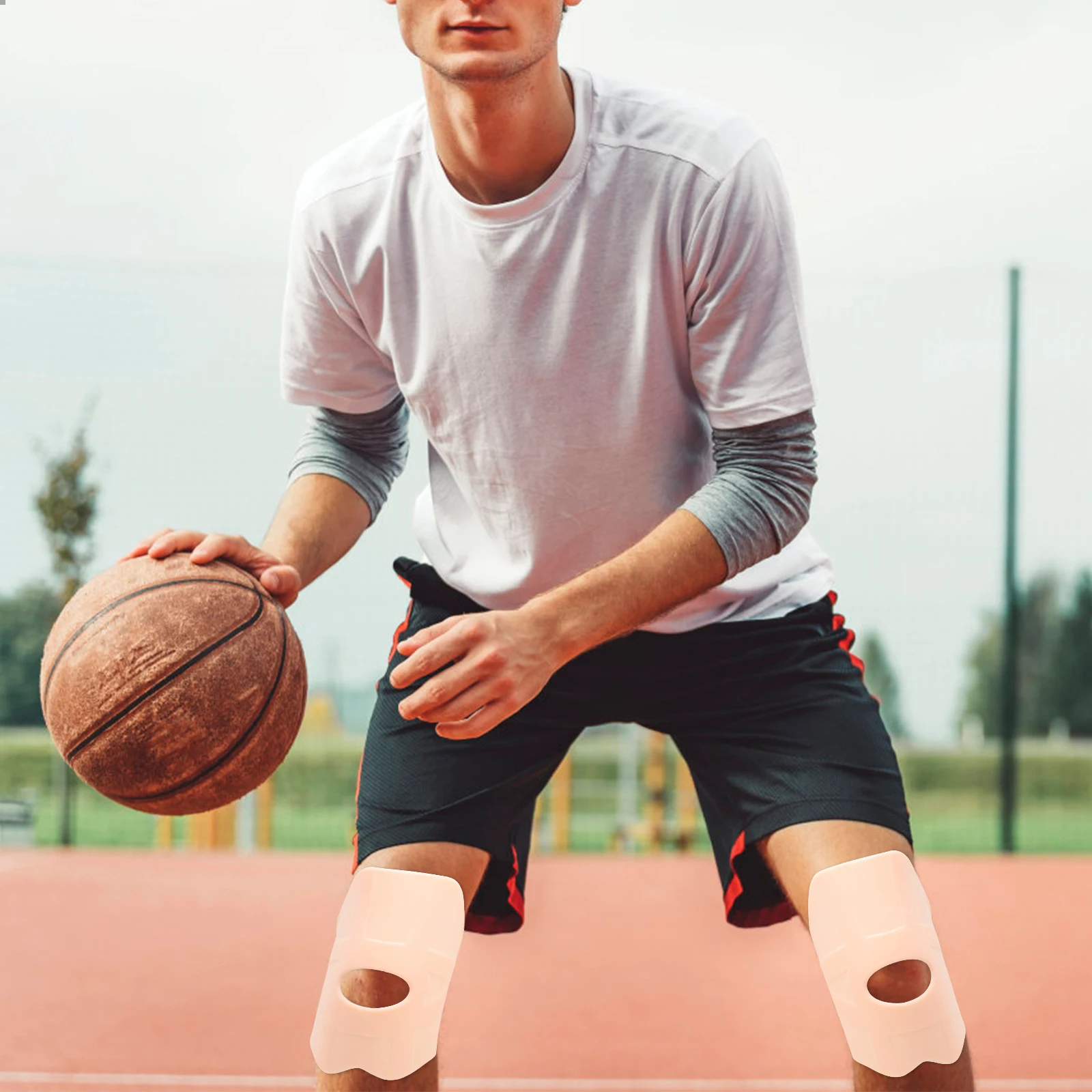 

Silicone Knee Braces High Elasticity L Size Pair Sports Protection Running Basketball Hiking Cycling Ultra Thin Practical Health