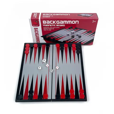 Foldable Magnetic Backgammon Board Game Portable Plastic Chessboard Tabletop Strategy Game Travel Outdoor Game Set