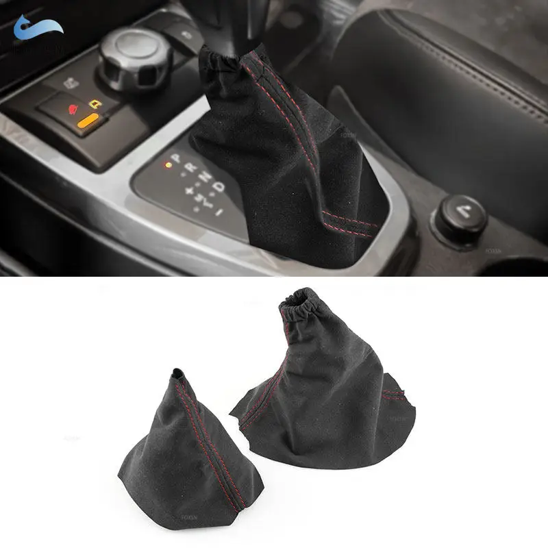 For Land Rover Freelander 2 2008 2009 2010 2011 2012 2013 Car Center Gear Shift Handbrake Gaiter Suede Leather Protective Cover