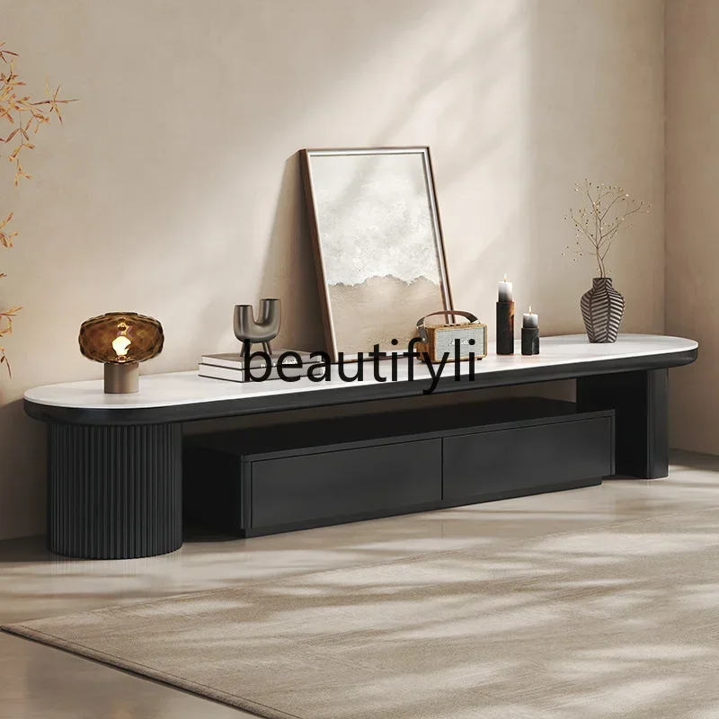 N178 G Light luxury relief rock slab TV cabinet coffee table combination high value household