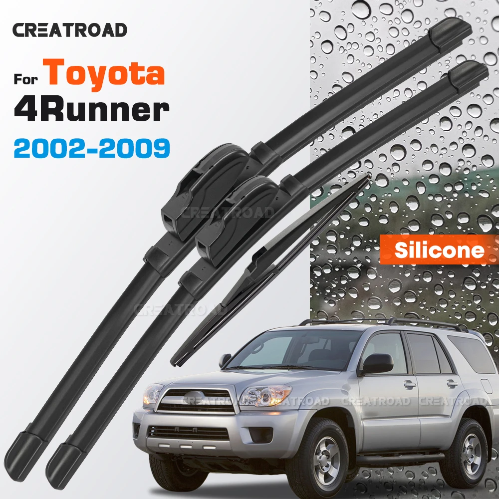 

Silicone Wiper Blades Fit For Toyota 4Runner MK4 2002 2003 2004 2005 2006 2007 2008 2009 Coated Windshield Wipers 22"+20"+12"