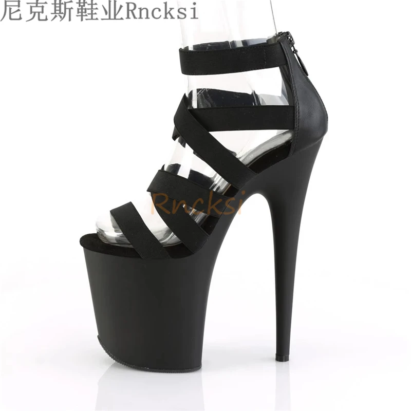 Rncksi fashion hot 20cm sandals, uppers, elastic women's shoes, pole dancing nightclub performance shoes size34-46