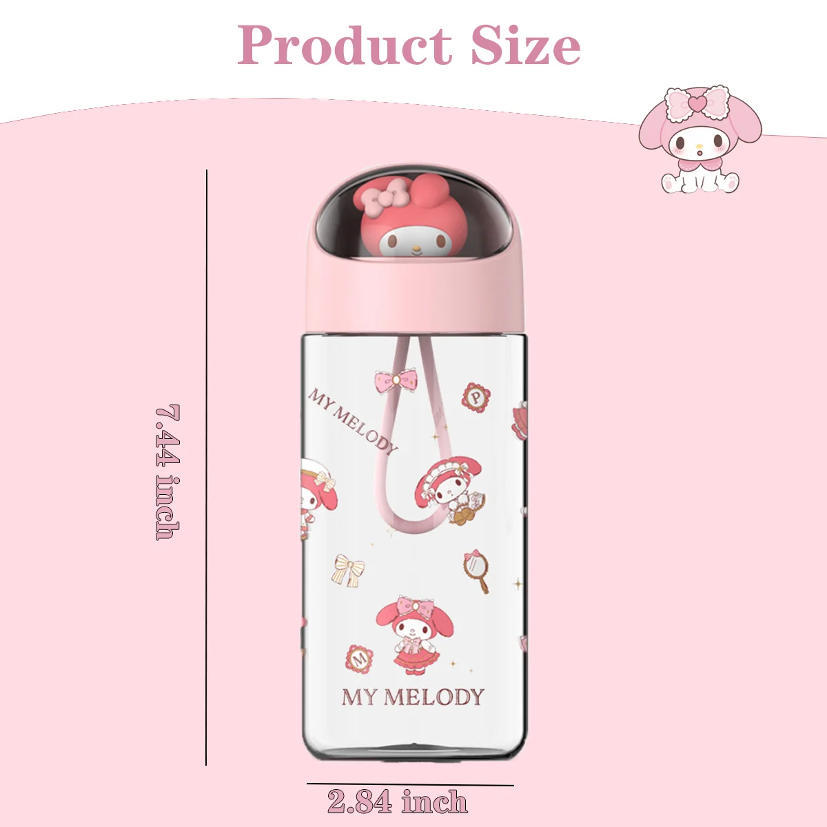 500ml Kawaii Sanrio Dolls  Transparent Cup Cartoon Water Bottle  Hello Kitty Kuromi Cinnamoroll Tritan Plastic Cup for Kids Gift - view 4