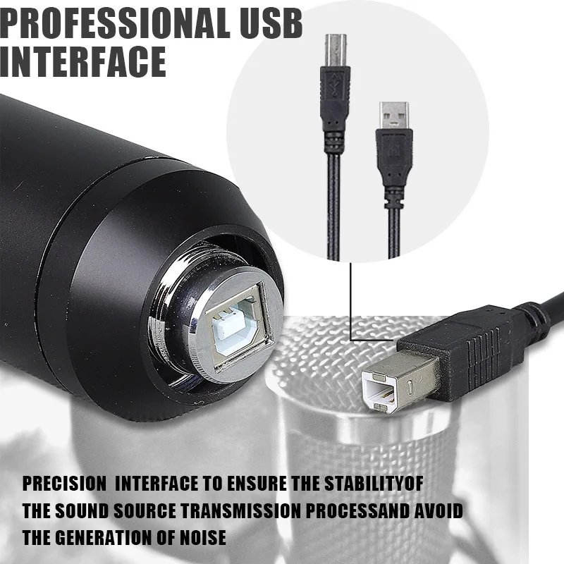 모니터/음소거/리버브 기능이 있는 BM800USB 콘덴서 마이크 – 라이브 가라오케 녹음, 소음 제거를 위한 PC/전화 스트리밍 마이크