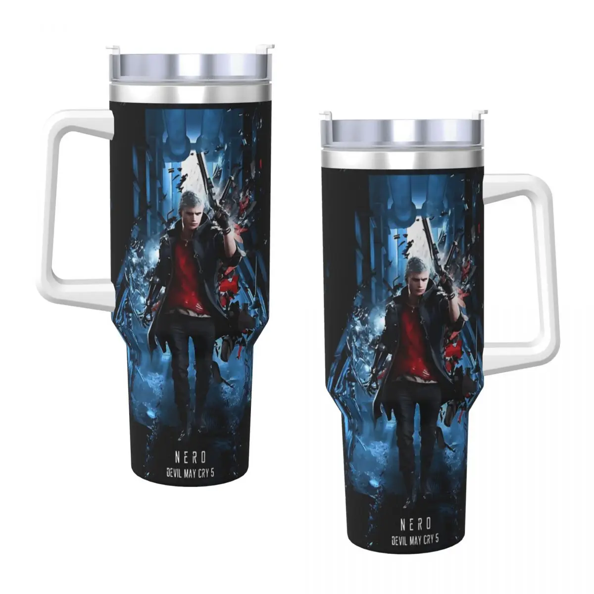 

Devil May Cry 5 Dante Stainless Steel Tumbler Beach Thermal Cups With Straws and Lid Large Car Mugs Cold Drink Water Bottle