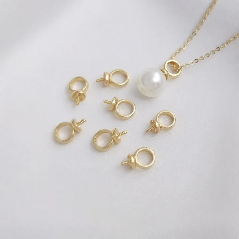 真鍮と金メッキの真珠のネジ,ピン,ペンダント,日曜大工のイヤリング,ジュエリー作りのアクセサリー,10個