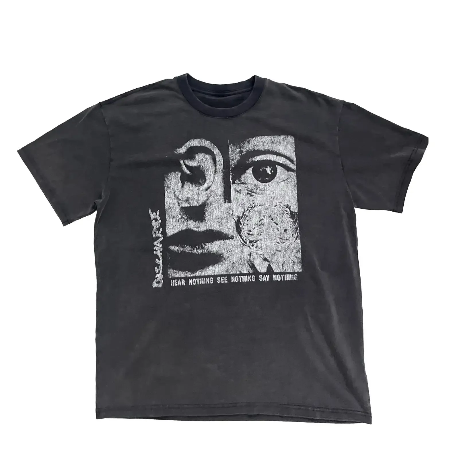 Discharge T Shirt Crust Punk Hardcore Band Vintage Style vintage Washed Casual Top For Everyday Wear Breathable streetwear